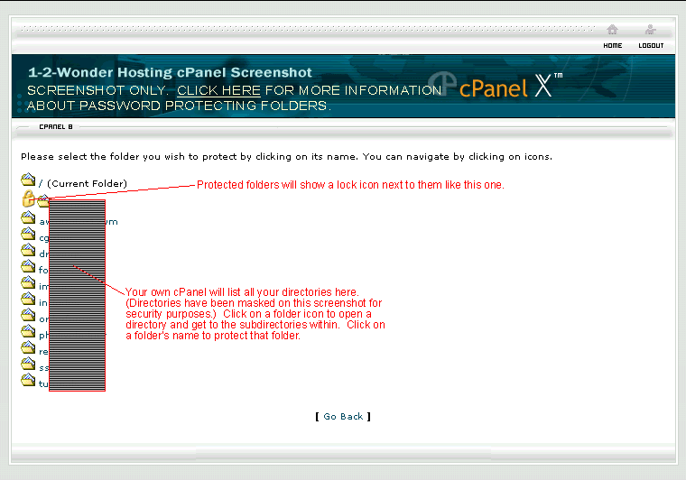 Screenshot of cPanel Password Protect Directories page