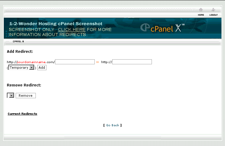 Screenshot of cPanel Redirects Manager page