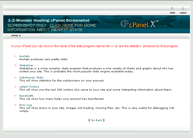Screenshot of cPanel Web/FTP Stats page