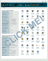 The cPanel User Control Panel we include with every hosting package is easy to use, so you can do your own features setup in minutes, whenever you want to for Email accounts, FrontPage extensions, Autoresponders, Forwarders, phpWeb Site Web Site Builder, web page Redirects, Domain parking, osCommerce shopping cart, phpBB, phpMyChat, Cron jobs, MIME types, and more.